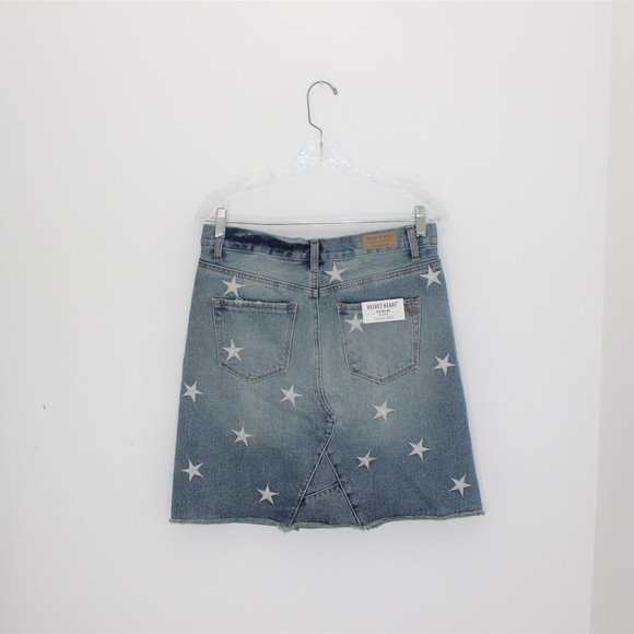 VELVET HEART Denim Skirt Stars Distressed - Picture 5 of 7